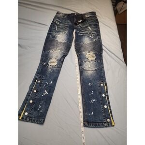 Create 2MRW Denim Paint Slim Taper Jeans Men's Size 34/32